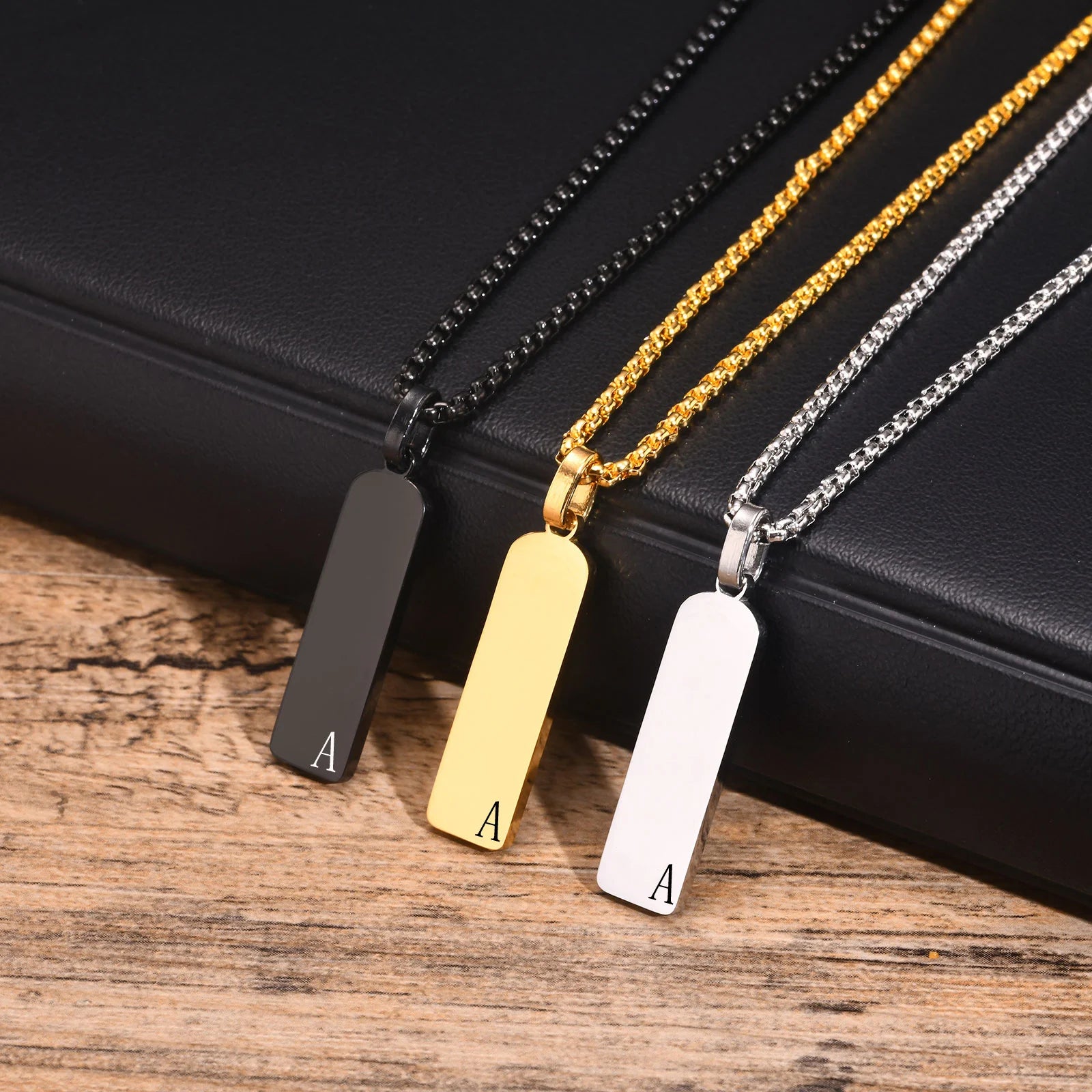 Initial Bar Mens Necklaces,Stainless Steel
