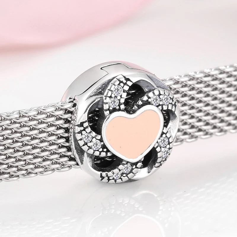 CZ Heart & Flower Clip Bead Charm