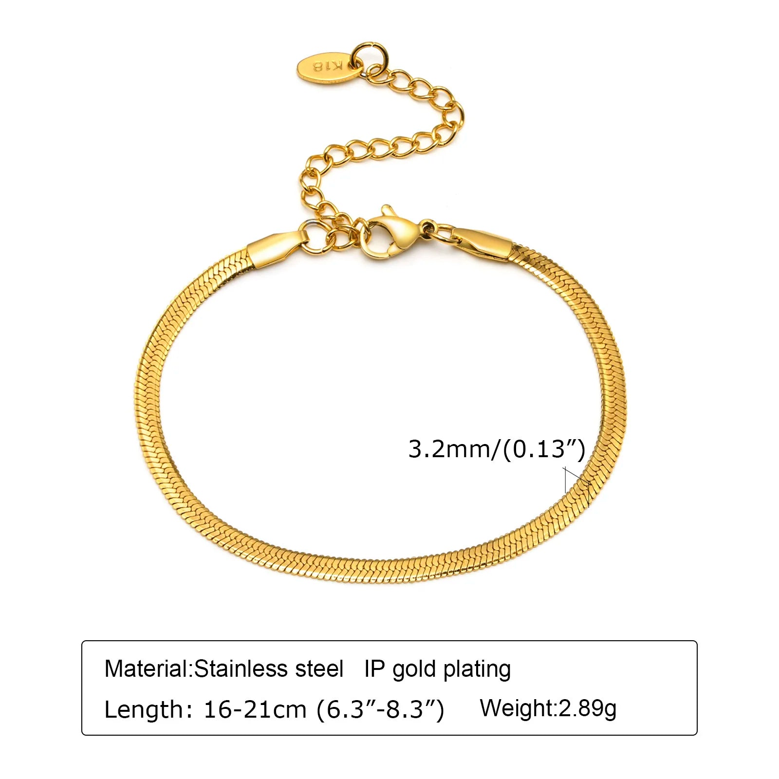 Thin Gold Herringbone Bracelet for Women