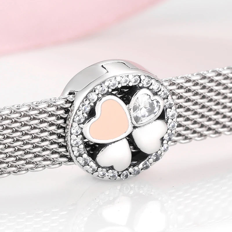 CZ Heart & Flower Clip Bead Charm
