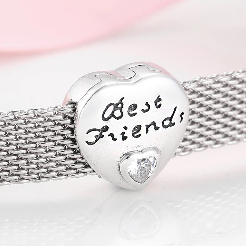 CZ Heart & Flower Clip Bead Charm