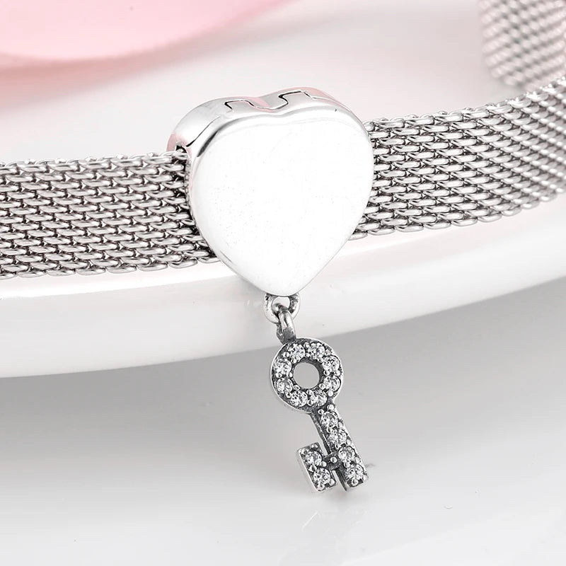 CZ Heart & Flower Clip Bead Charm