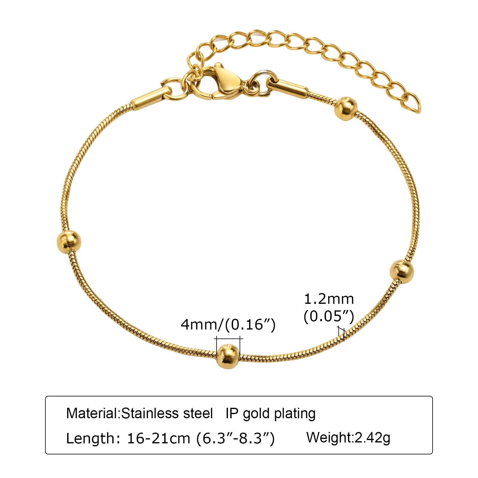 Thin Gold Herringbone Bracelet for Women