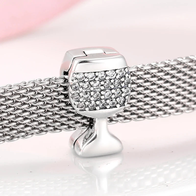 CZ Heart & Flower Clip Bead Charm