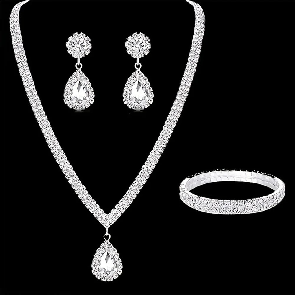 Wedding Season Women's Necklace Earrings Bracelet Jewelryt
