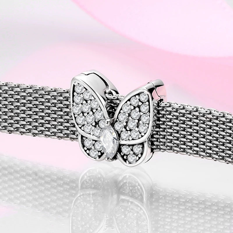 CZ Heart & Flower Clip Bead Charm