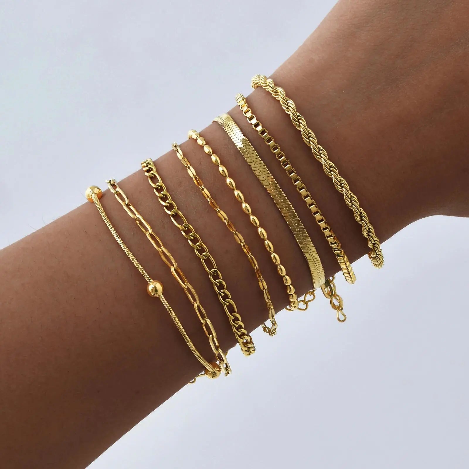 Thin Gold Herringbone Bracelet for Women