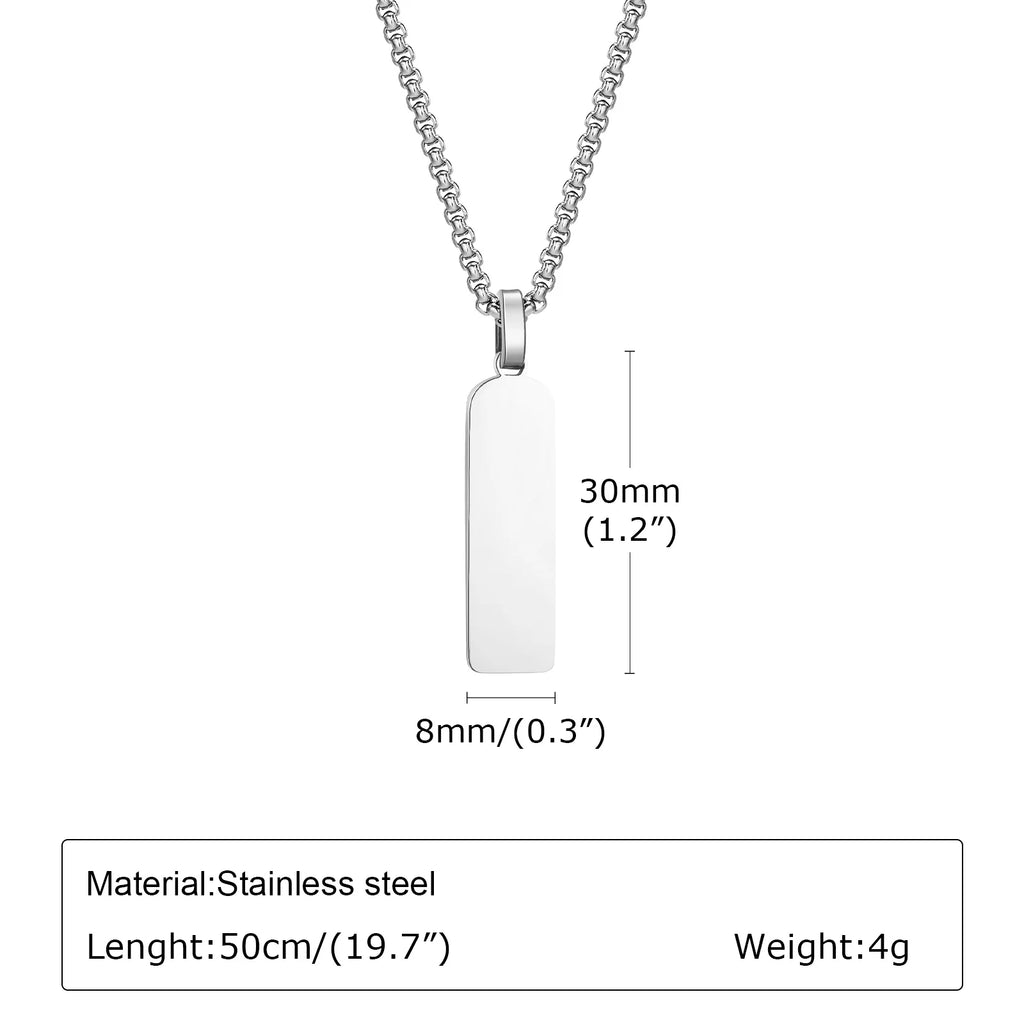 Initial Bar Mens Necklaces,Stainless Steel