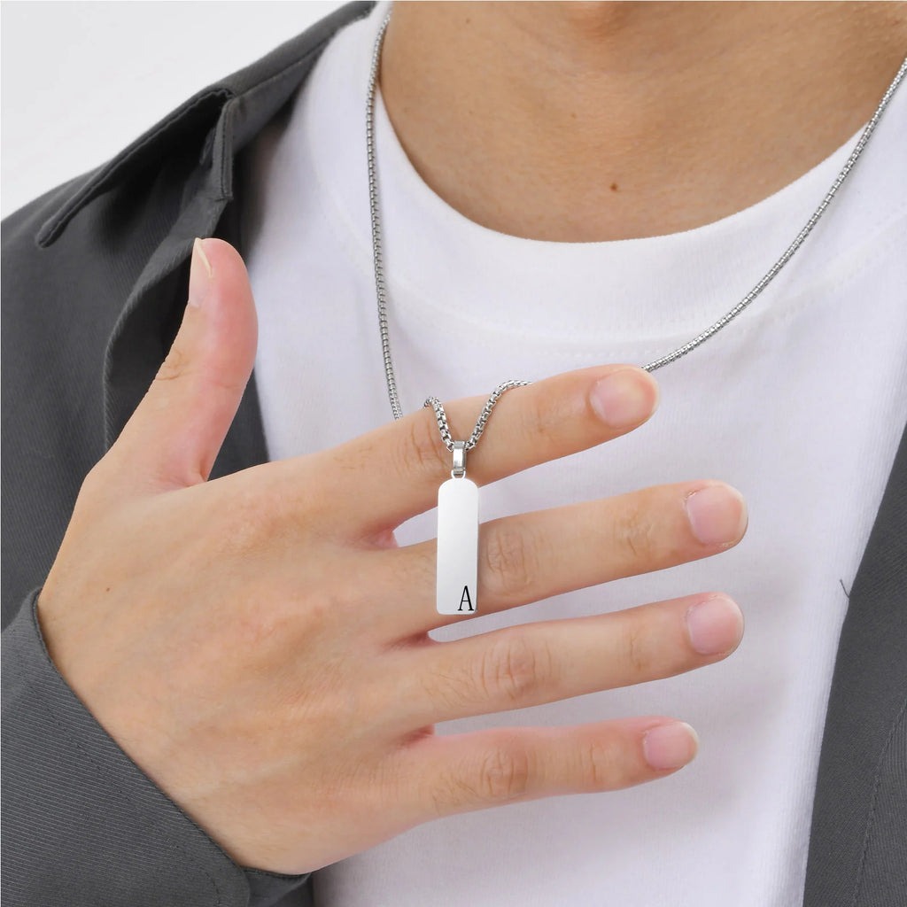 Initial Bar Mens Necklaces,Stainless Steel
