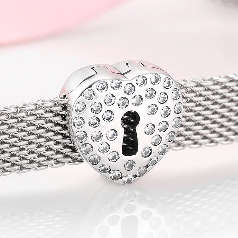CZ Heart & Flower Clip Bead Charm
