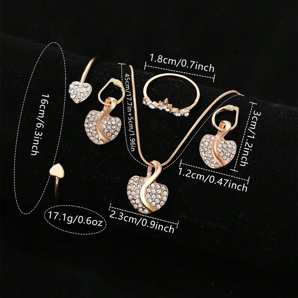 Women Ring Necklace Earring Rhinestone Fashion Wristwatch