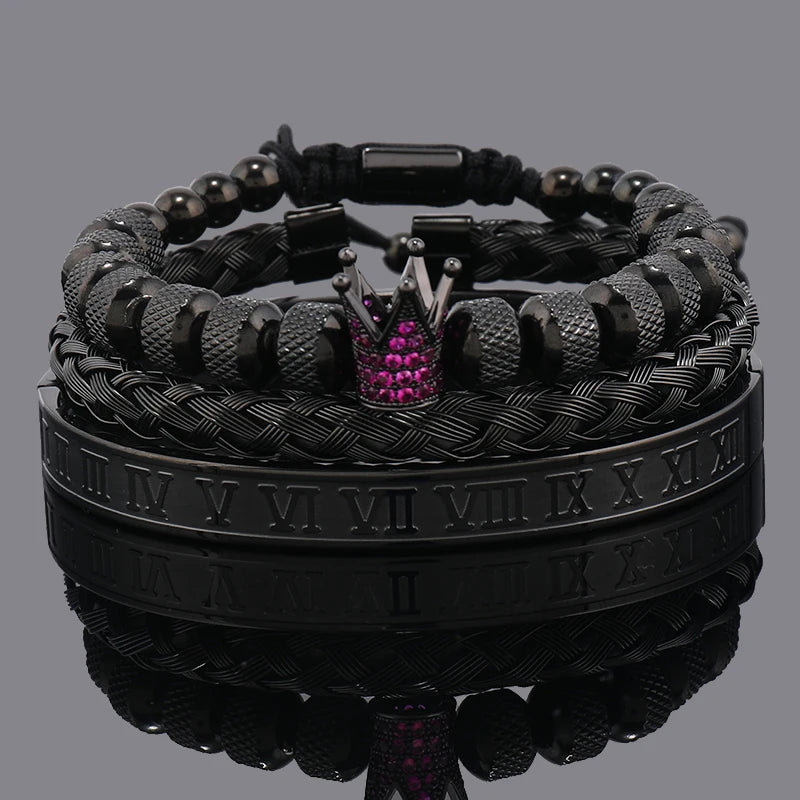 Luxury Set Crown Charms Man Bracelet