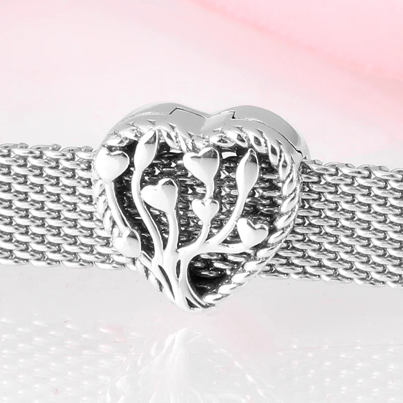 CZ Heart & Flower Clip Bead Charm