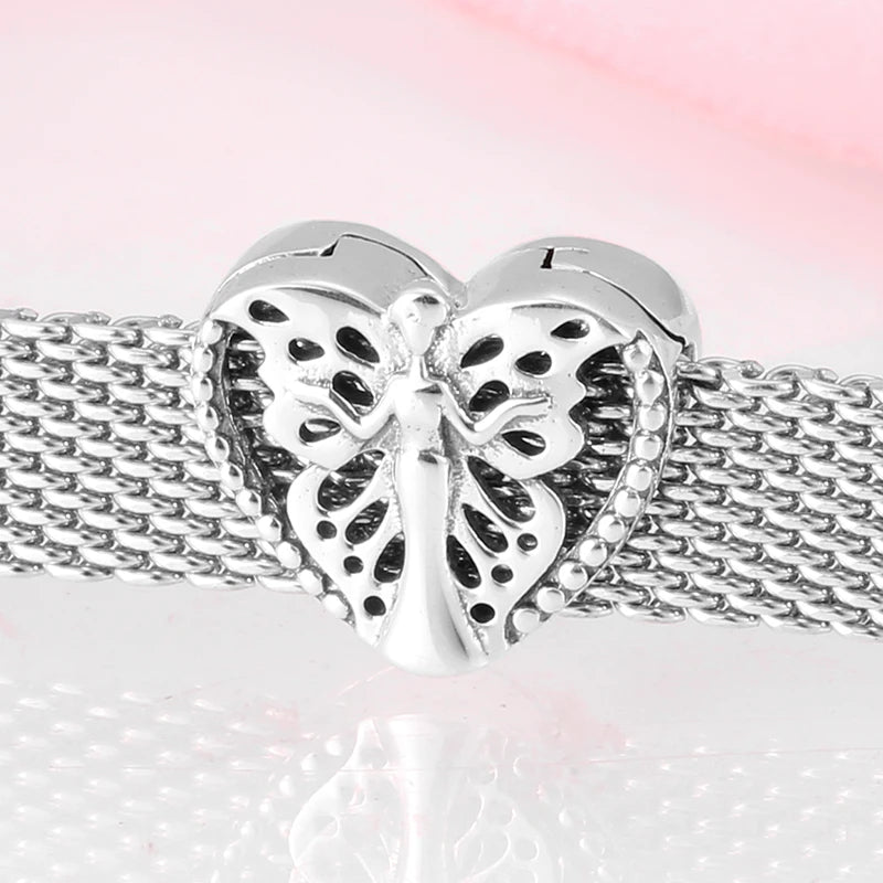 CZ Heart & Flower Clip Bead Charm