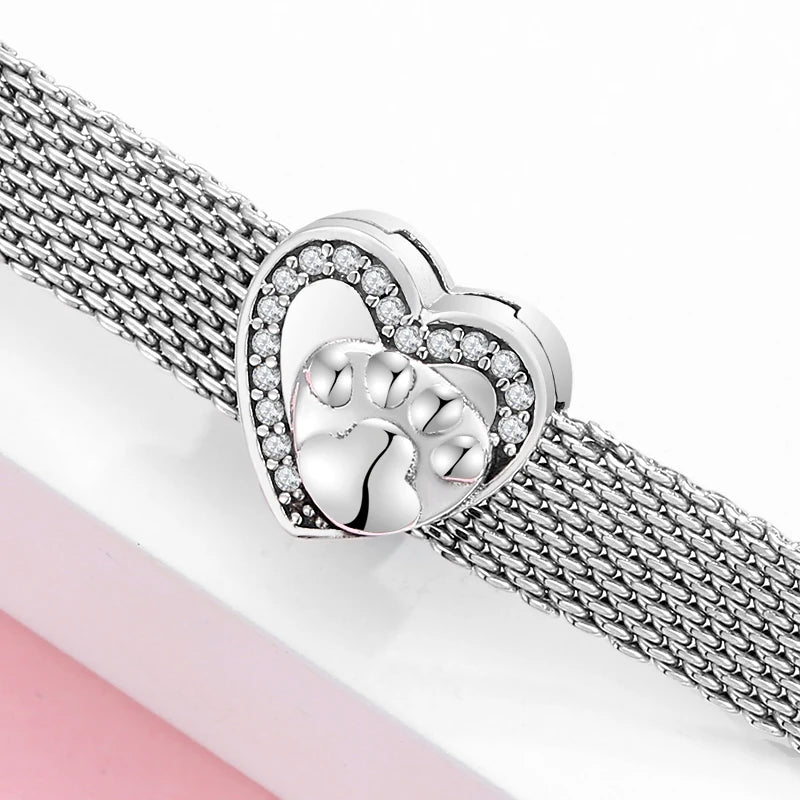 CZ Heart & Flower Clip Bead Charm