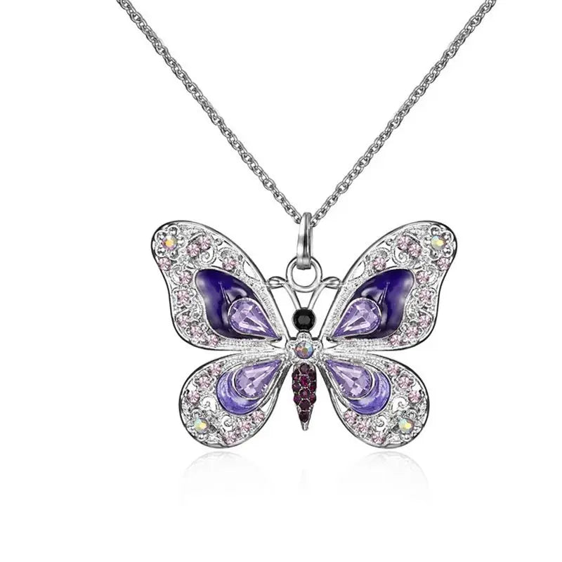 Sparkling Silver Butterfly Pendant Necklace