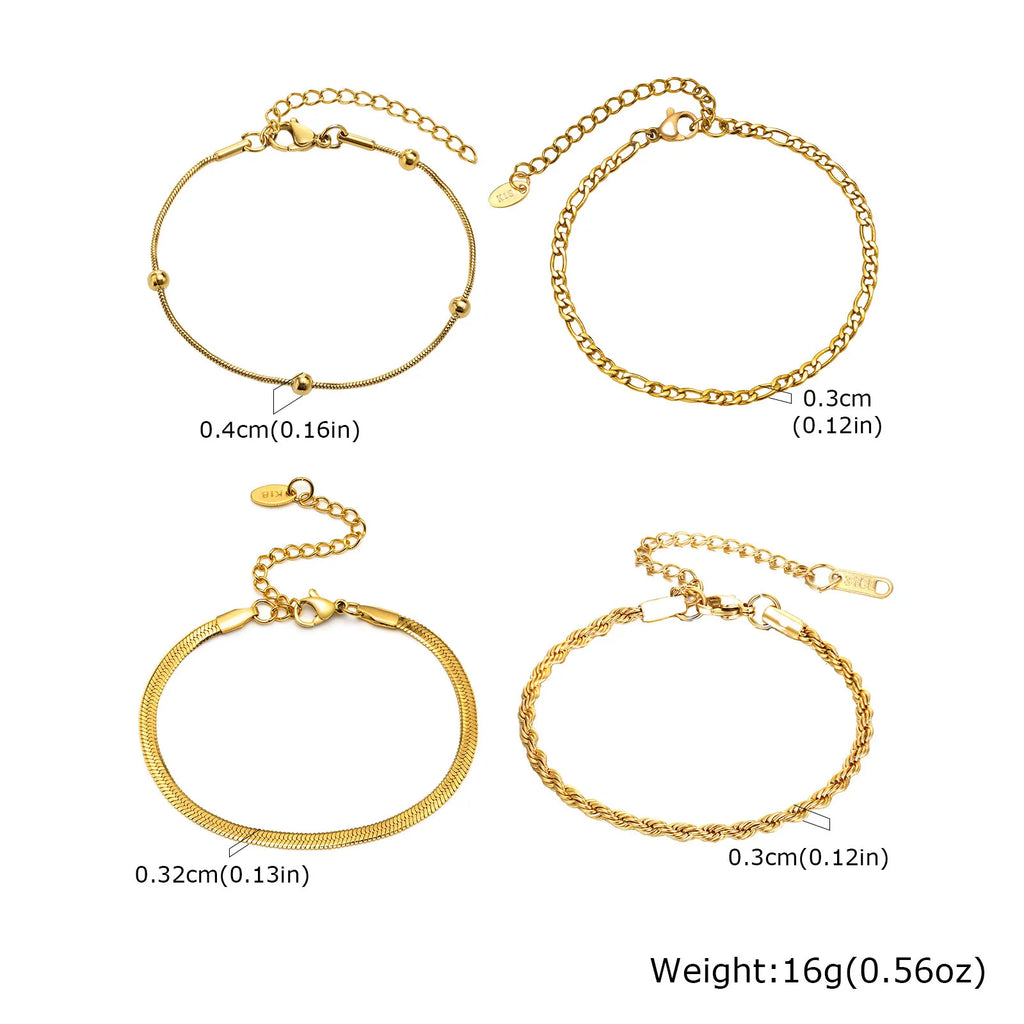 Thin Gold Herringbone Bracelet for Women