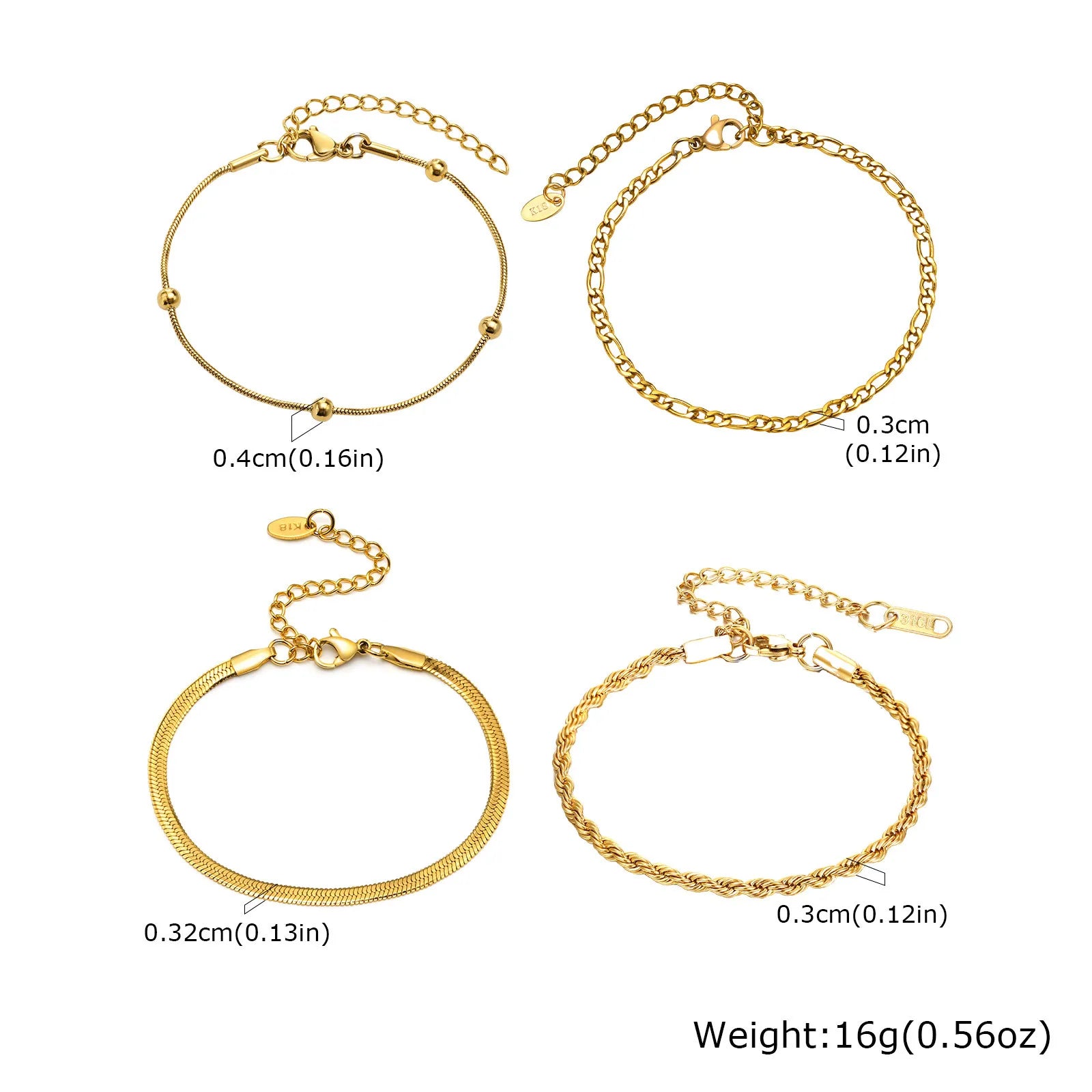 Thin Gold Herringbone Bracelet for Women