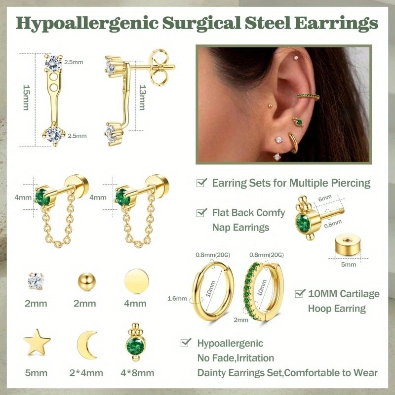Hypoallergenic Small Hoop Earring Set