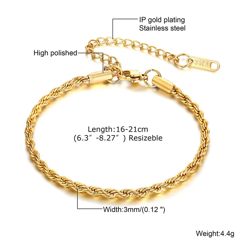 Thin Gold Herringbone Bracelet for Women