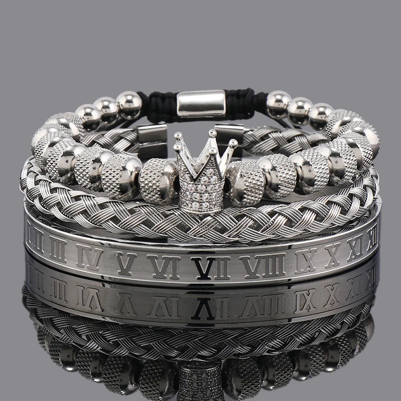 Luxury Set Crown Charms Man Bracelet