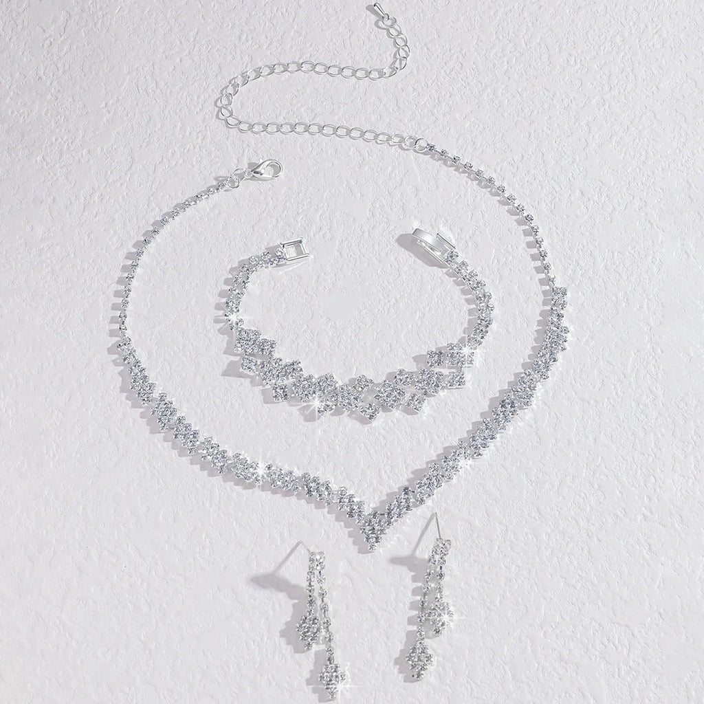 silver plated rhinestone folding tassel earrings necklace,