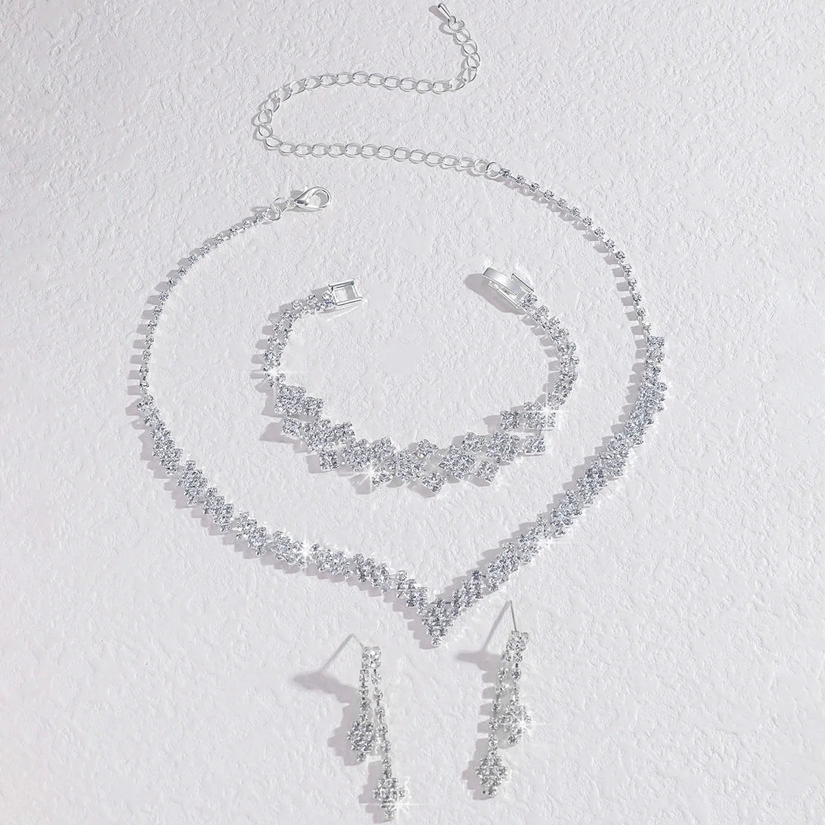 silver plated rhinestone folding tassel earrings necklace,