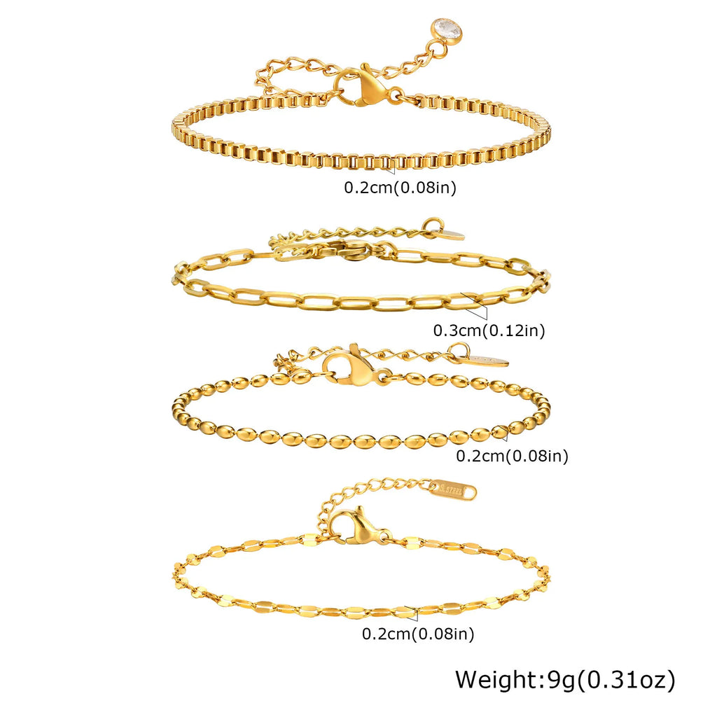 Thin Gold Herringbone Bracelet for Women