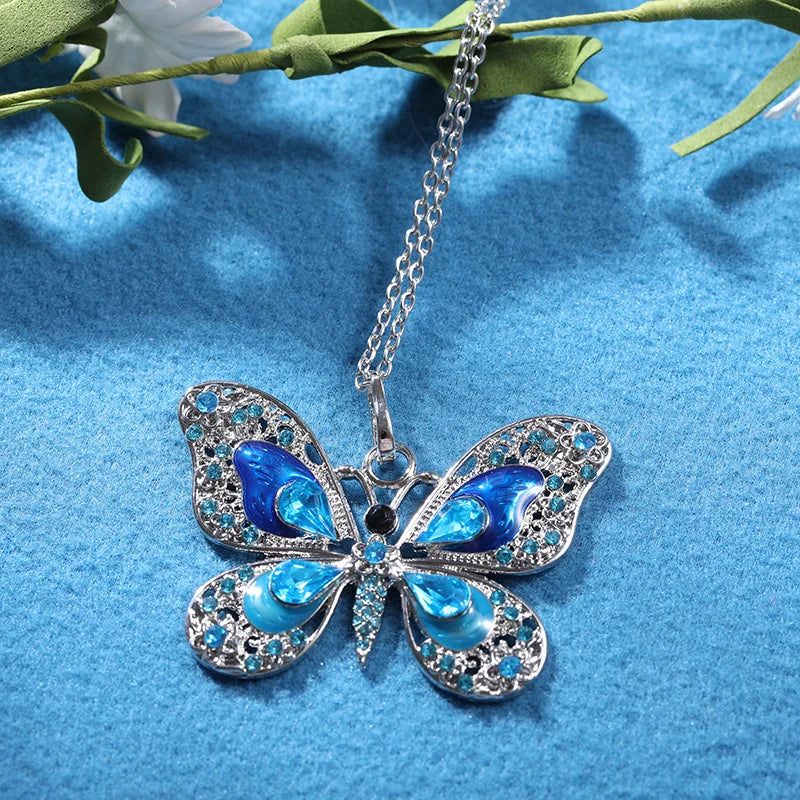 Sparkling Silver Butterfly Pendant Necklace
