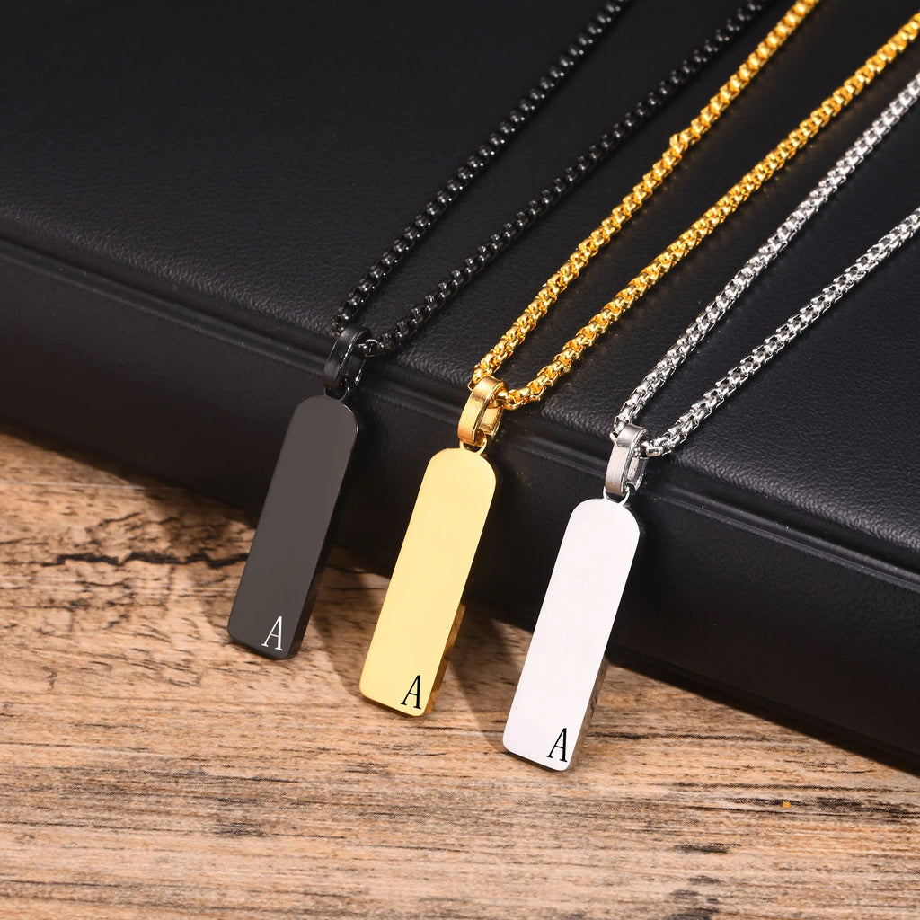 Initial Bar Mens Necklaces,Stainless Steel
