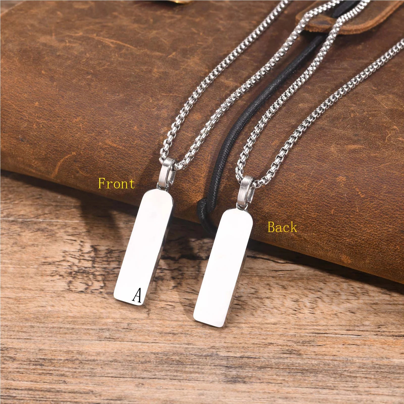 Initial Bar Mens Necklaces,Stainless Steel