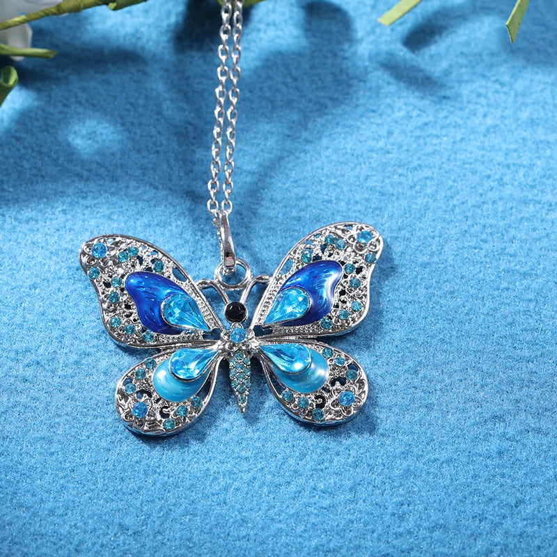 Sparkling Silver Butterfly Pendant Necklace
