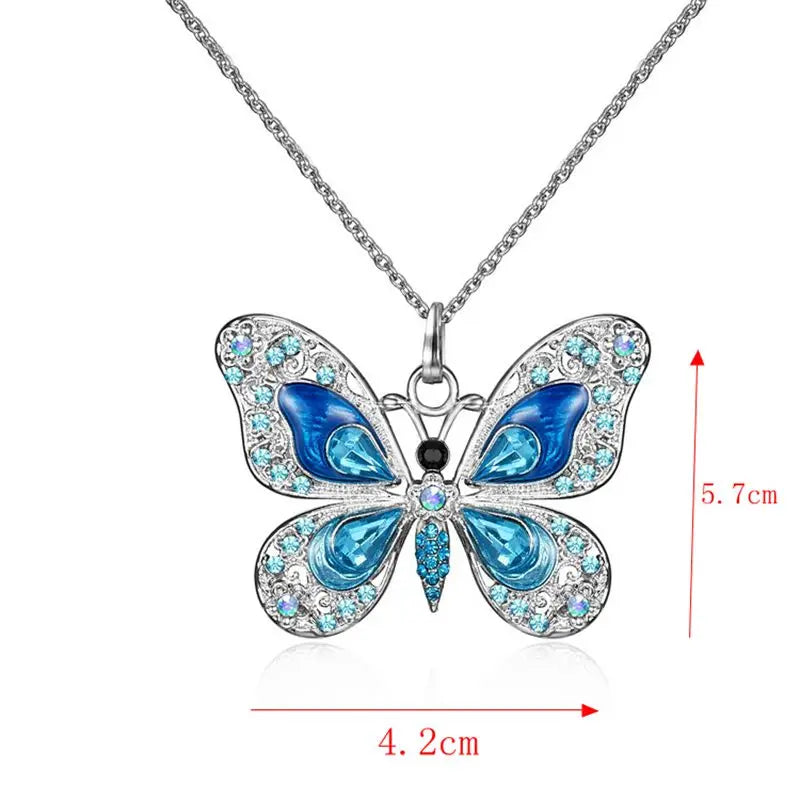 Sparkling Silver Butterfly Pendant Necklace