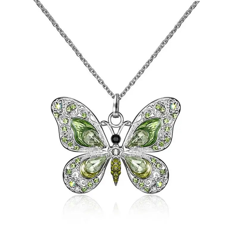 Sparkling Silver Butterfly Pendant Necklace