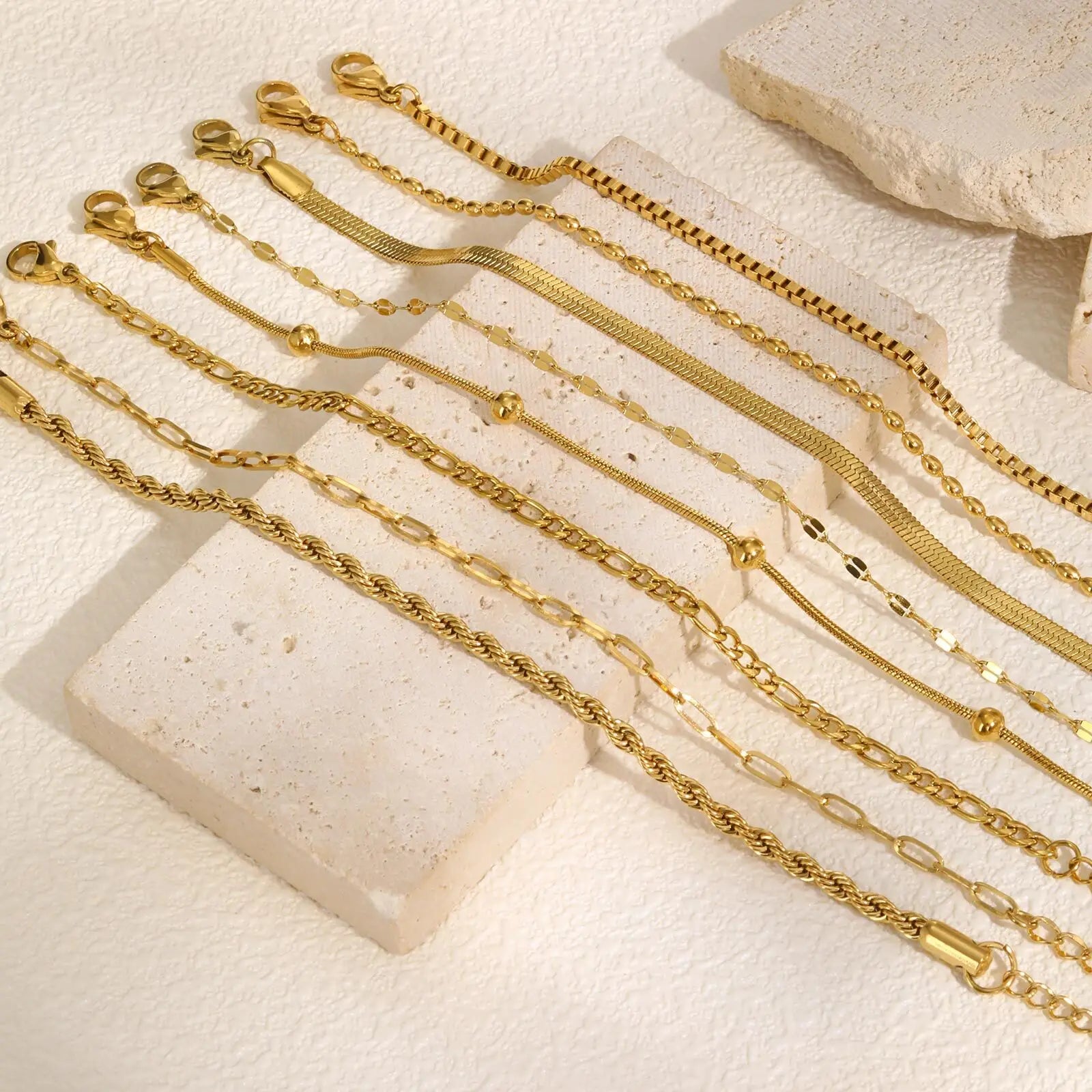 Thin Gold Herringbone Bracelet for Women