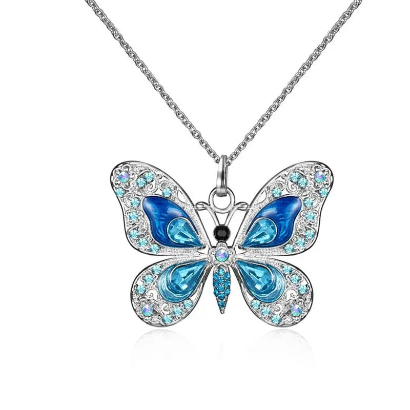 Sparkling Silver Butterfly Pendant Necklace
