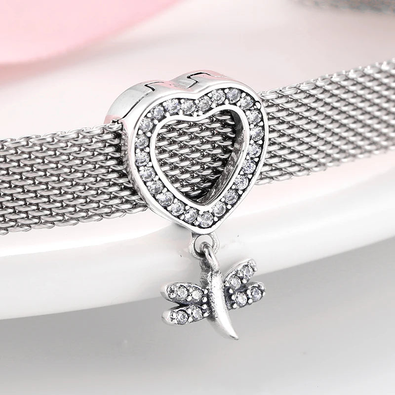 CZ Heart & Flower Clip Bead Charm