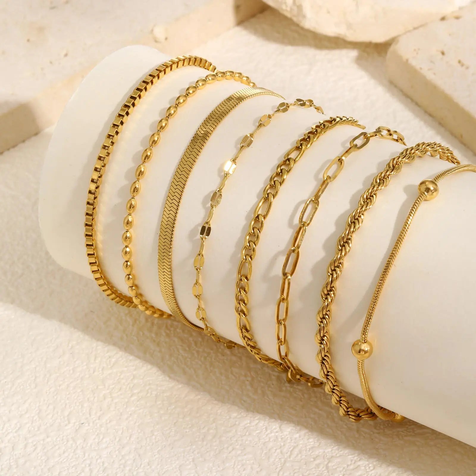 Thin Gold Herringbone Bracelet for Women