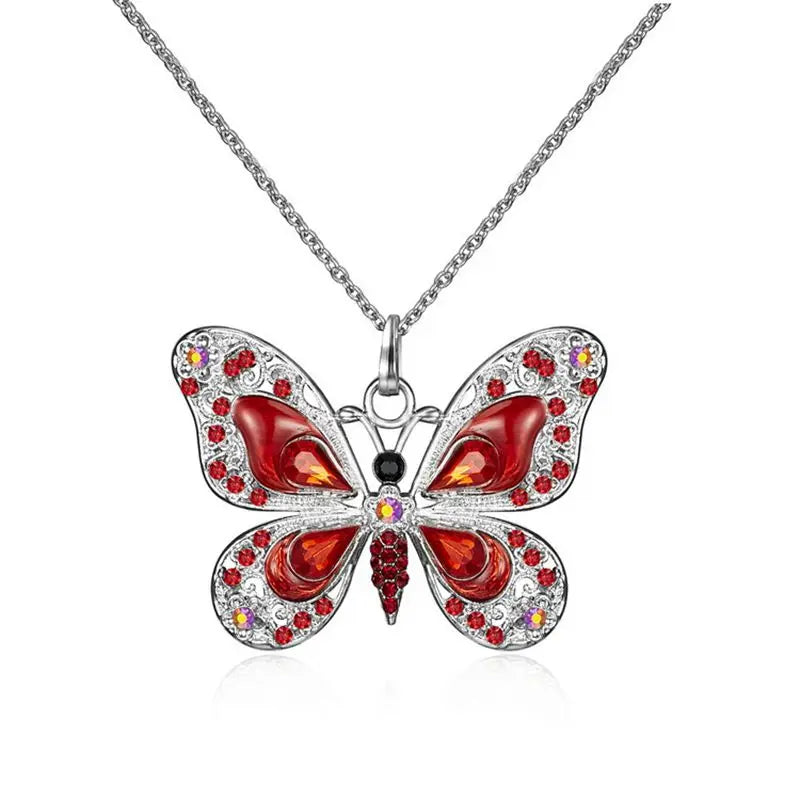 Sparkling Silver Butterfly Pendant Necklace