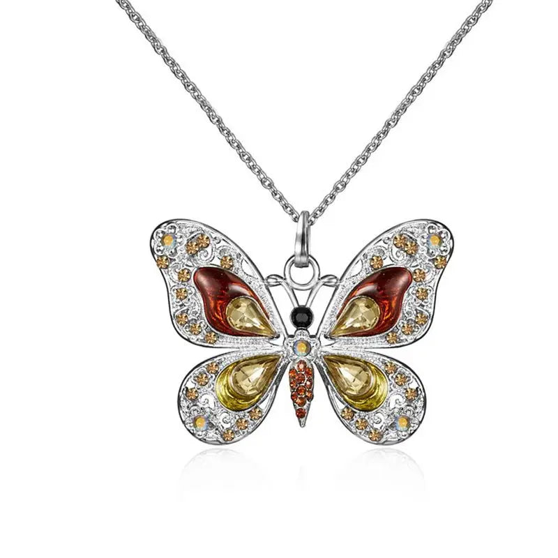 Sparkling Silver Butterfly Pendant Necklace
