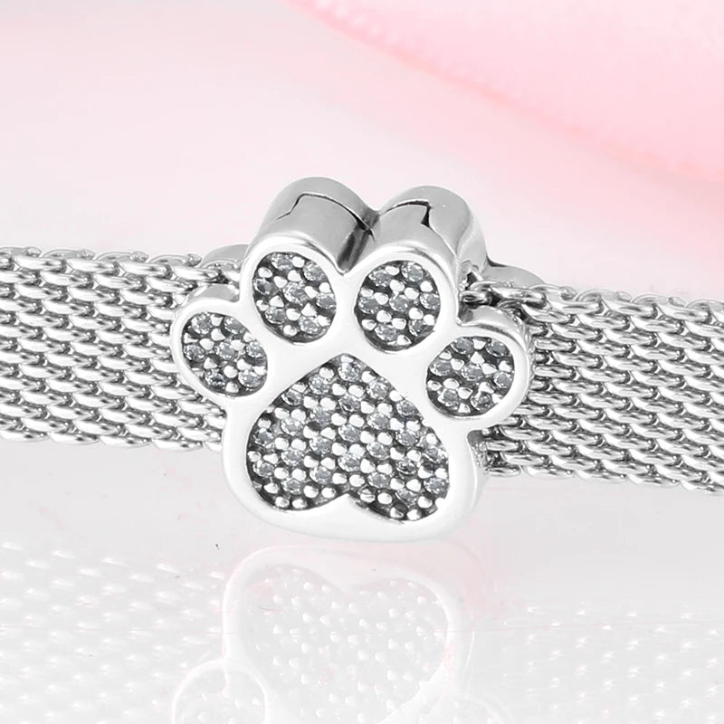 CZ Heart & Flower Clip Bead Charm