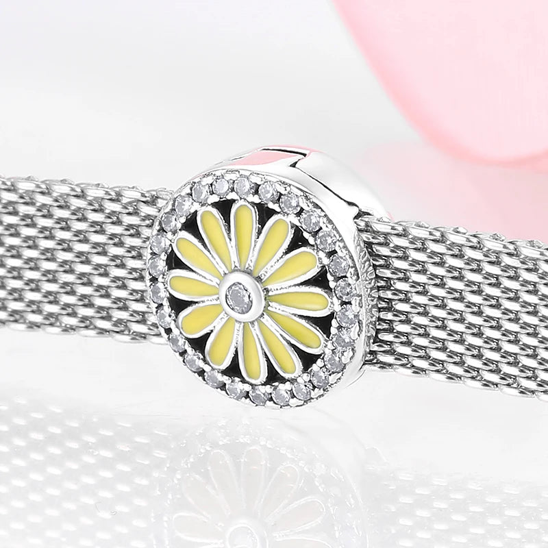 CZ Heart & Flower Clip Bead Charm
