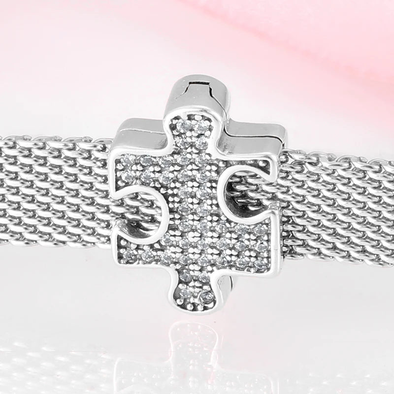 CZ Heart & Flower Clip Bead Charm