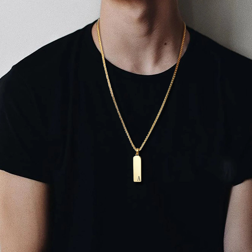 Initial Bar Mens Necklaces,Stainless Steel