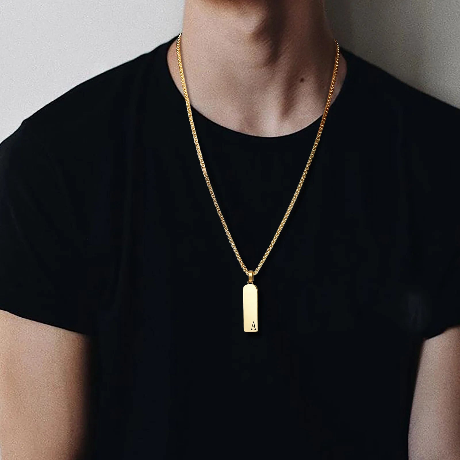 Initial Bar Mens Necklaces,Stainless Steel