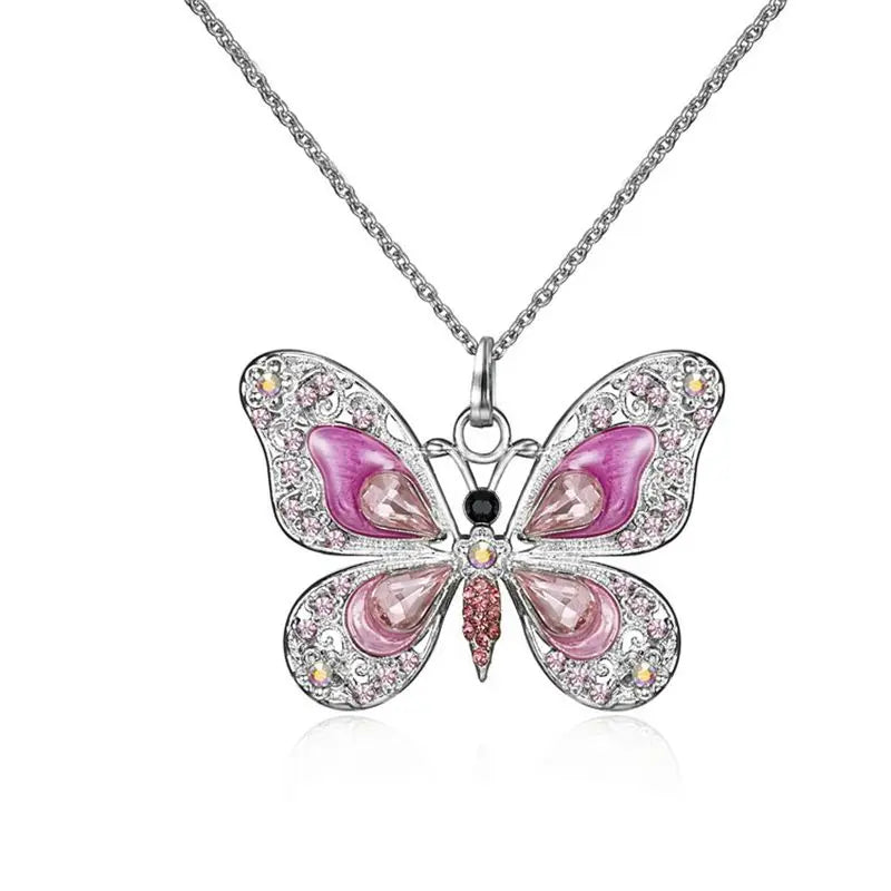 Sparkling Silver Butterfly Pendant Necklace