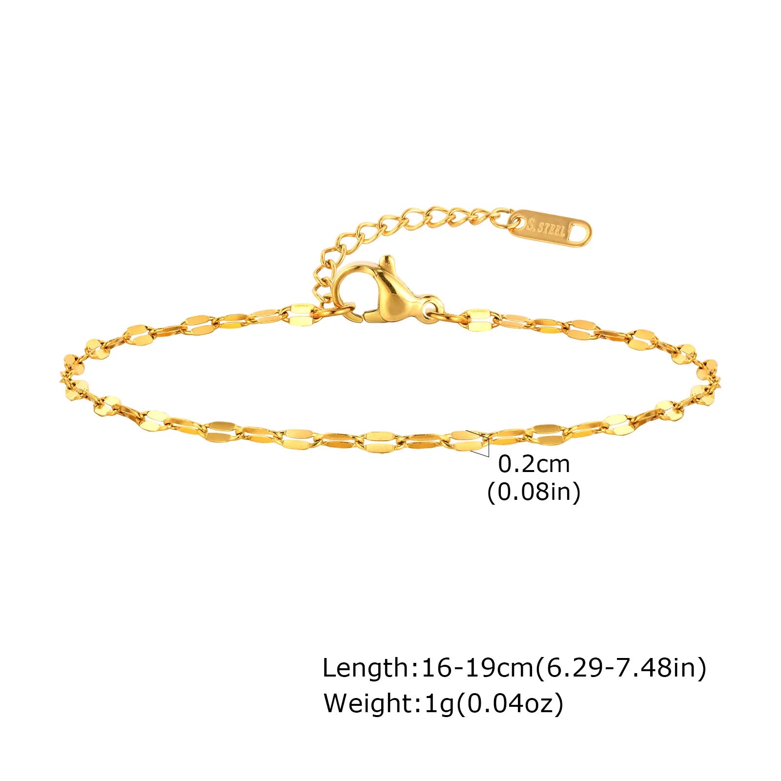 Thin Gold Herringbone Bracelet for Women